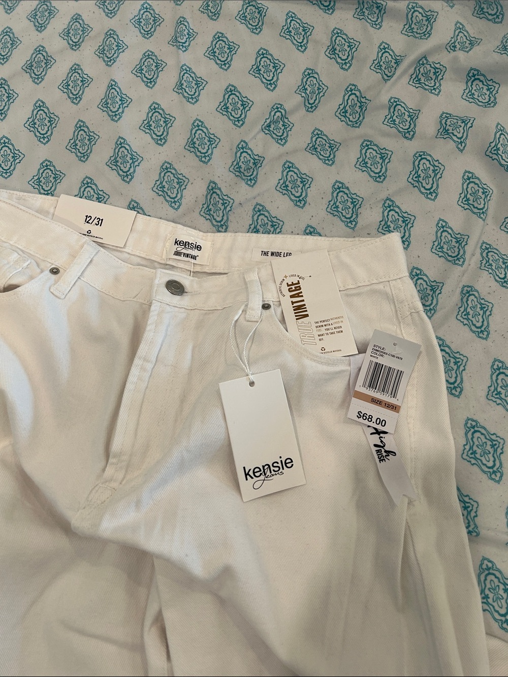 Kensie White High-Rise Wide Leg Jeans NWT - Picture 3 of 12